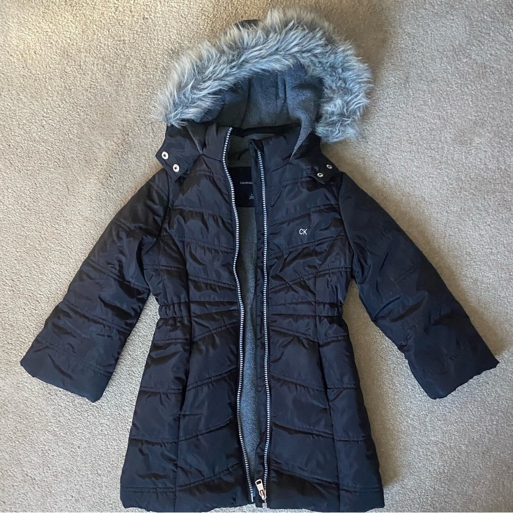 Calvin Klein winter coat, kids size 5, black